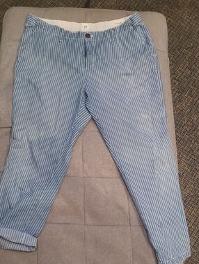 GAP Light Blue and White Pinstripe Chinos